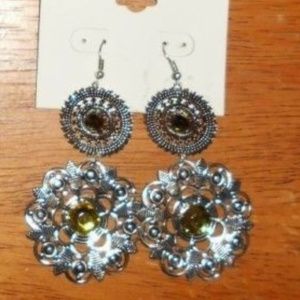 Silver Yellow Round Sexy Party Earrings